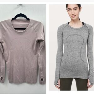 LULULEMON swiftly tech grey-purple quality yoga workout long sleeve tunic 8